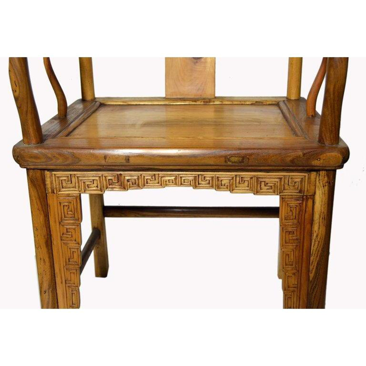 Chinese 19th Century Yumu Wood Chair with Hand-Carved Medallion and Greek Key-3. Asian & Chinese Furniture, Art, Antiques, Vintage Home Décor for sale at FEA Home