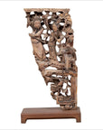 Chinese Antique 1900s Hand Carved Wooden Corbel with Deities Mounted on Base-1. Asian & Chinese Furniture, Art, Antiques, Vintage Home Décor for sale at FEA Home