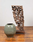 Chinese Antique 1900s Hand Carved Wooden Corbel with Deities Mounted on Base-3. Asian & Chinese Furniture, Art, Antiques, Vintage Home Décor for sale at FEA Home