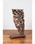 Chinese Antique 1900s Hand Carved Wooden Corbel with Deities Mounted on Base-9. Asian & Chinese Furniture, Art, Antiques, Vintage Home Décor for sale at FEA Home