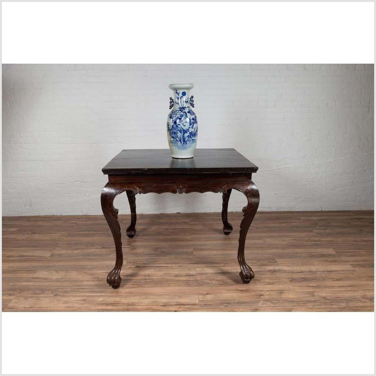 Chinese Antique Center Hall Table with Black Lacquered Top and Cabriole Legs-3. Asian & Chinese Furniture, Art, Antiques, Vintage Home Décor for sale at FEA Home