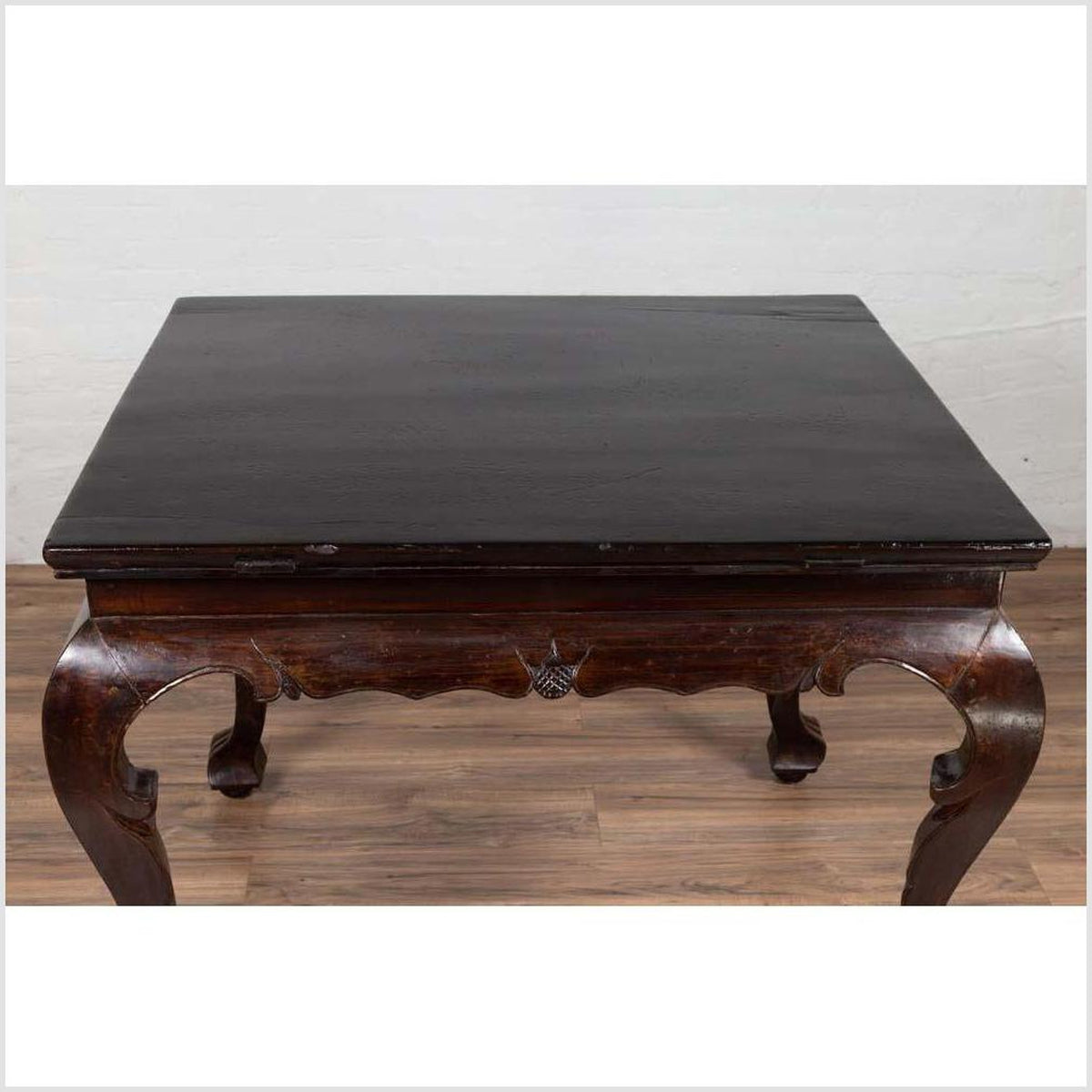 Chinese Antique Center Hall Table with Black Lacquered Top and Cabriole Legs-7. Asian & Chinese Furniture, Art, Antiques, Vintage Home Décor for sale at FEA Home