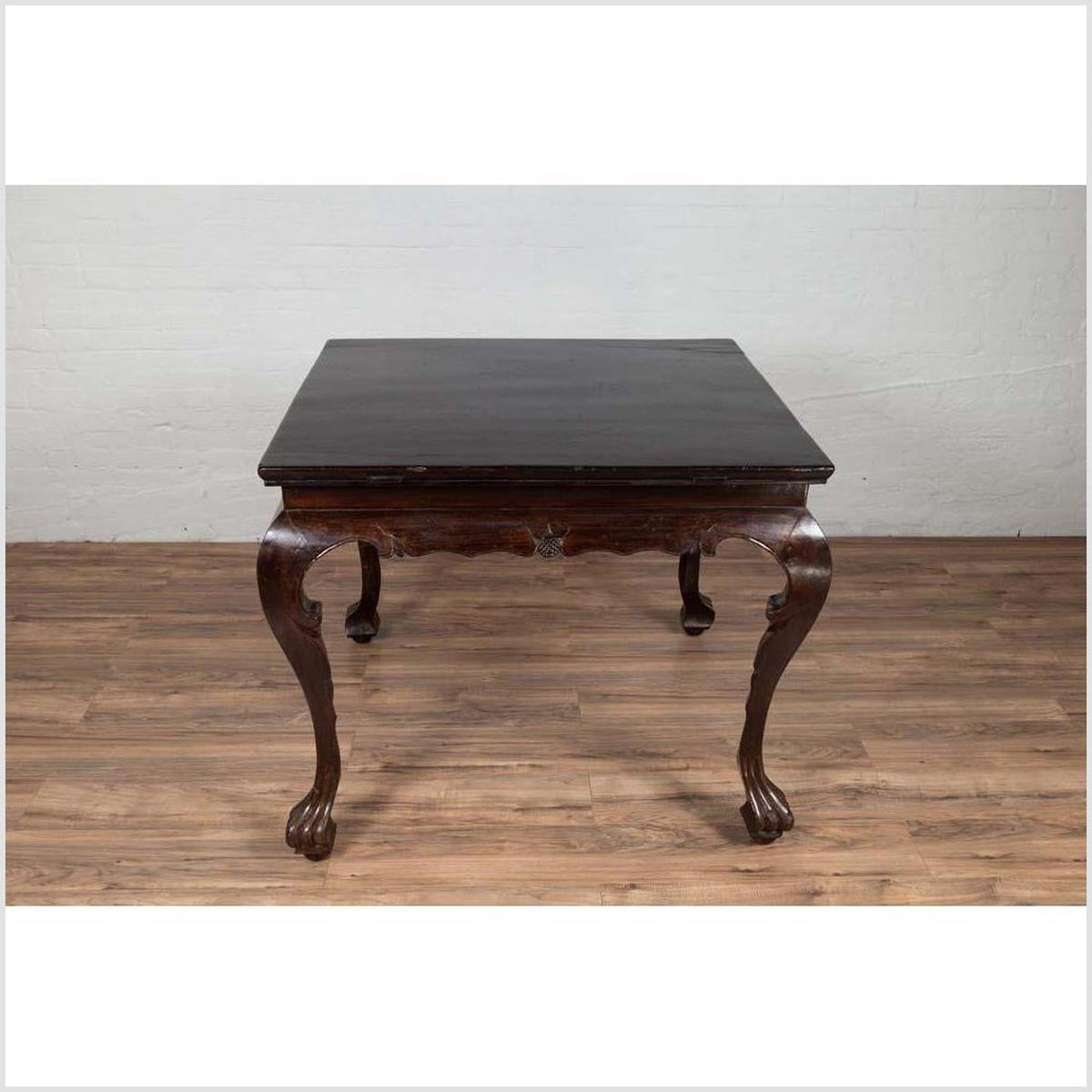 Chinese Antique Center Hall Table with Black Lacquered Top and Cabriole Legs-8. Asian & Chinese Furniture, Art, Antiques, Vintage Home Décor for sale at FEA Home