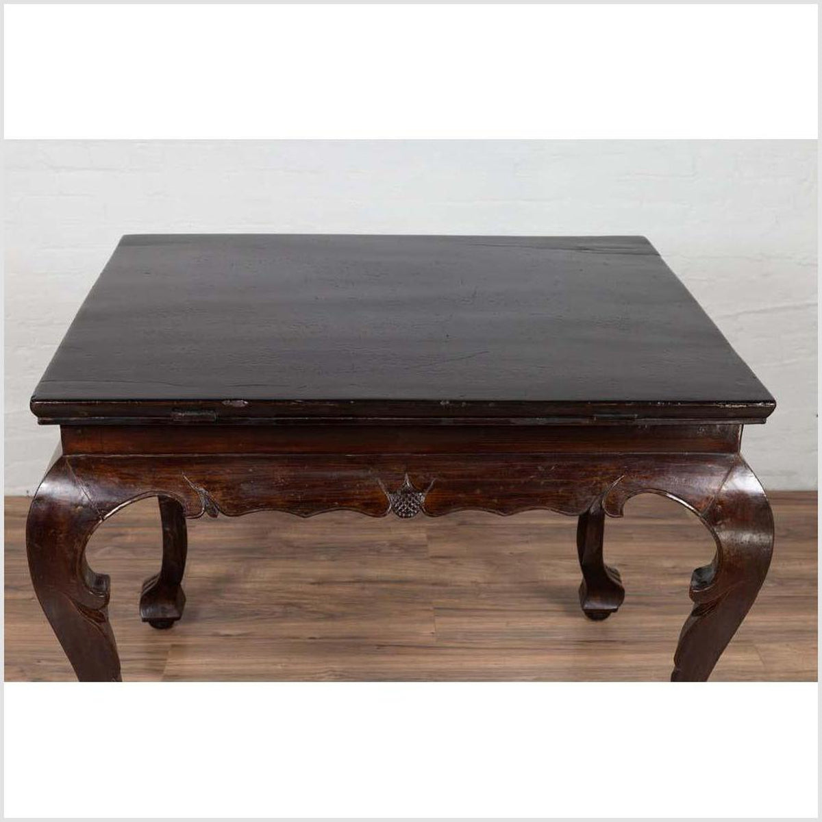 Chinese Antique Center Hall Table with Black Lacquered Top and Cabriole Legs-9. Asian & Chinese Furniture, Art, Antiques, Vintage Home Décor for sale at FEA Home