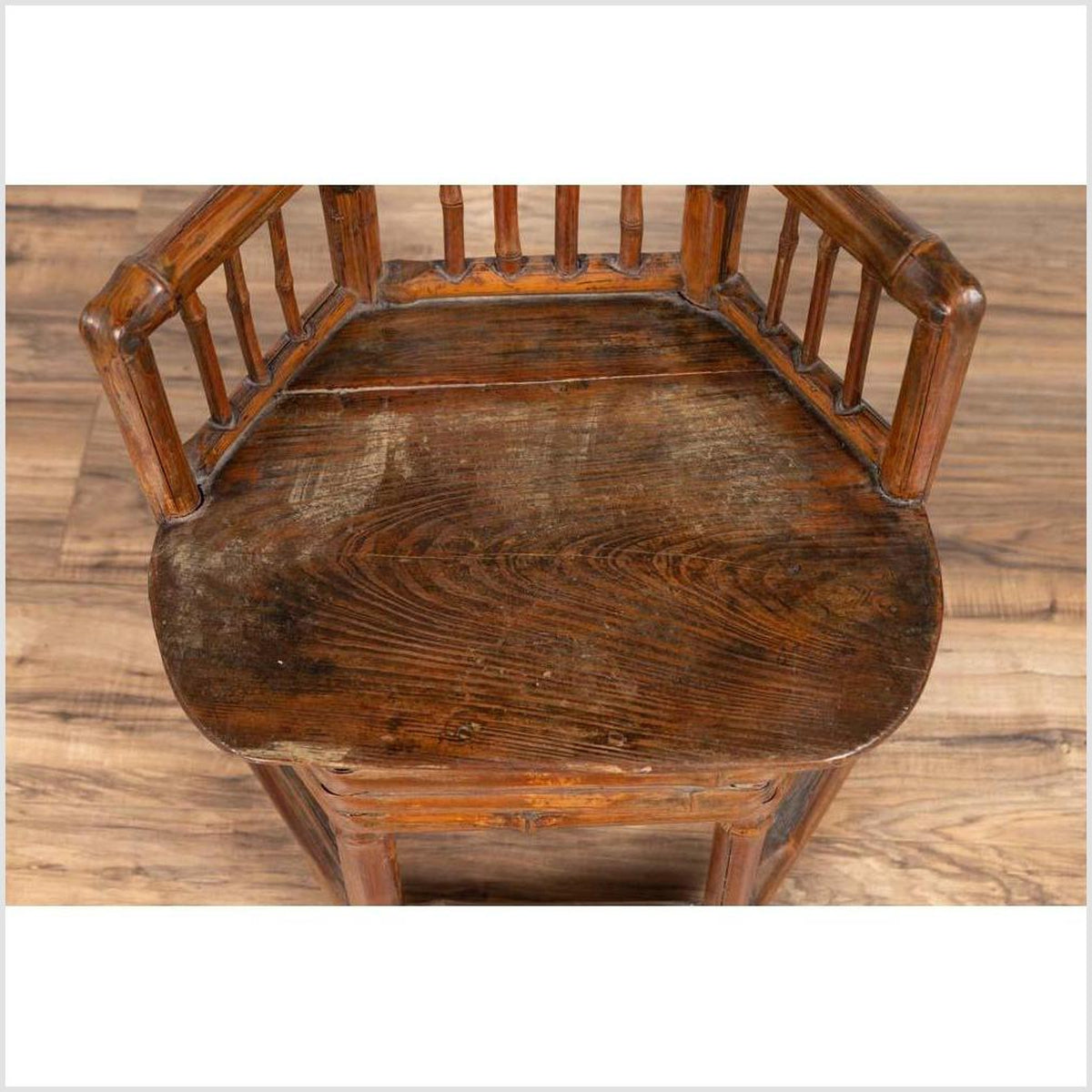 Chinese Antique Child's Corner Chair with Bamboo Frame and Hexagonal Base-11. Asian & Chinese Furniture, Art, Antiques, Vintage Home Décor for sale at FEA Home