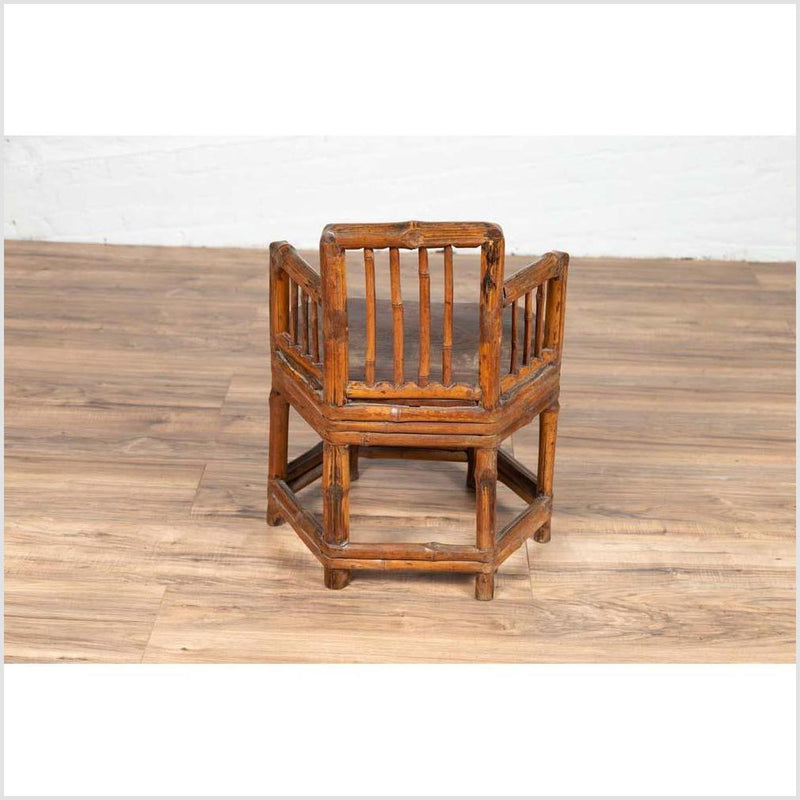 Chinese Antique Child's Corner Chair with Bamboo Frame and Hexagonal Base-YN6165-12. Asian & Chinese Furniture, Art, Antiques, Vintage Home Décor for sale at FEA Home