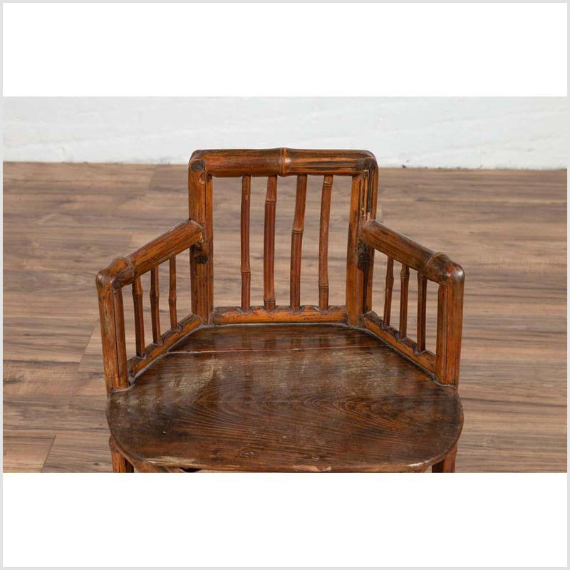 Chinese Antique Child's Corner Chair with Bamboo Frame and Hexagonal Base-YN6165-5. Asian & Chinese Furniture, Art, Antiques, Vintage Home Décor for sale at FEA Home
