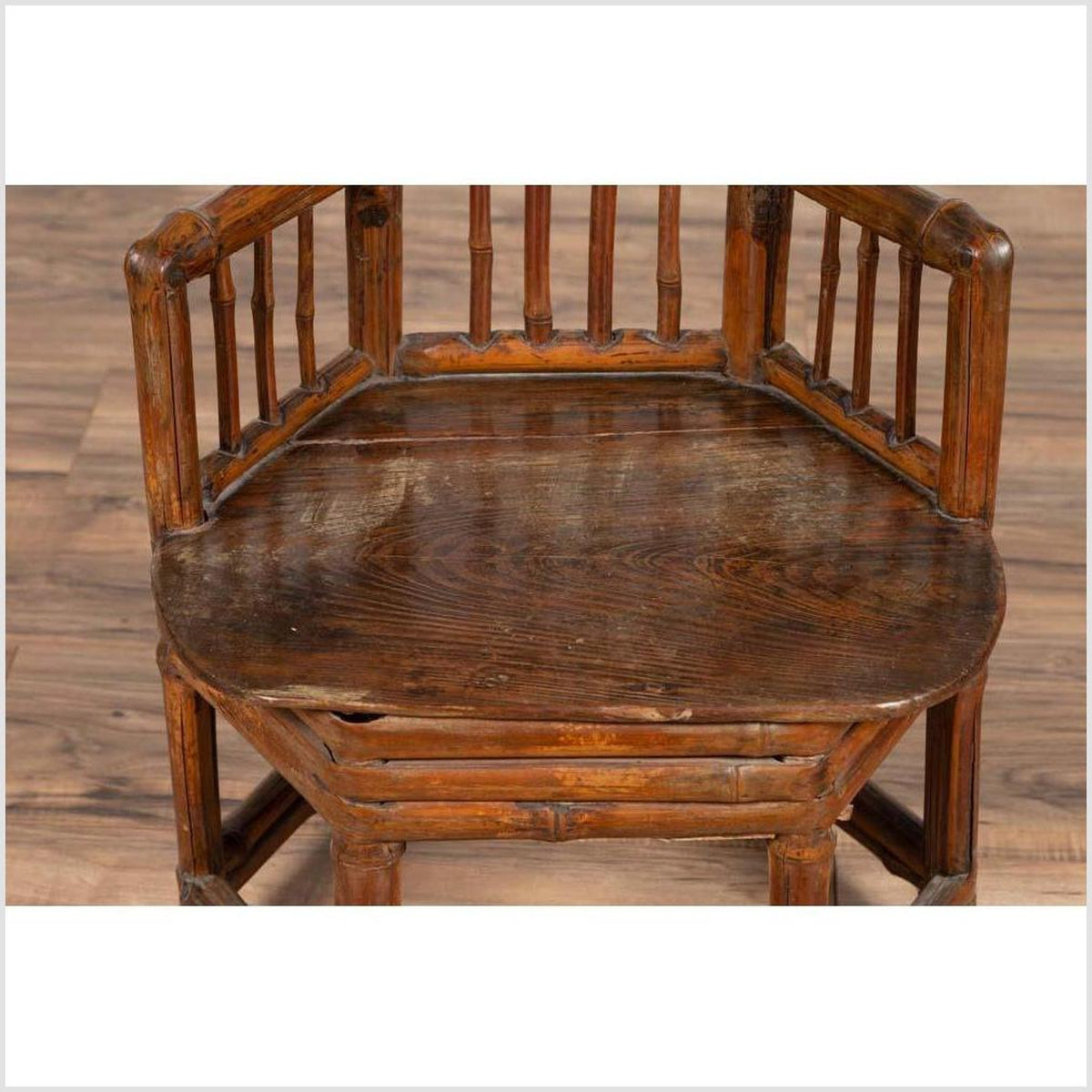 Chinese Antique Child's Corner Chair with Bamboo Frame and Hexagonal Base-6. Asian & Chinese Furniture, Art, Antiques, Vintage Home Décor for sale at FEA Home