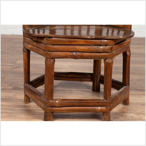 Chinese Antique Child's Corner Chair with Bamboo Frame and Hexagonal Base-YN6165-7. Asian & Chinese Furniture, Art, Antiques, Vintage Home Décor for sale at FEA Home