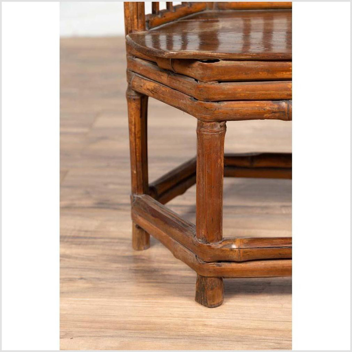 Chinese Antique Child's Corner Chair with Bamboo Frame and Hexagonal Base-8. Asian & Chinese Furniture, Art, Antiques, Vintage Home Décor for sale at FEA Home