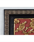 Chinese Antique Giltwood - Red Floral Architectural Panel-11. Asian & Chinese Furniture, Art, Antiques, Vintage Home Décor for sale at FEA Home