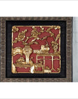 Chinese Antique Giltwood and Red Painted Floral Architectural Panel in New Frame-5. Asian & Chinese Furniture, Art, Antiques, Vintage Home Décor for sale at FEA Home