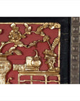 Chinese Antique Giltwood - Red Floral Architectural Panel-7. Asian & Chinese Furniture, Art, Antiques, Vintage Home Décor for sale at FEA Home
