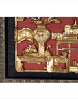 Chinese Antique Giltwood - Red Floral Architectural Panel-9. Asian & Chinese Furniture, Art, Antiques, Vintage Home Décor for sale at FEA Home