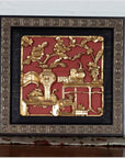Chinese Antique Giltwood and Red Painted Floral Architectural Panel in New Frame-2. Asian & Chinese Furniture, Art, Antiques, Vintage Home Décor for sale at FEA Home