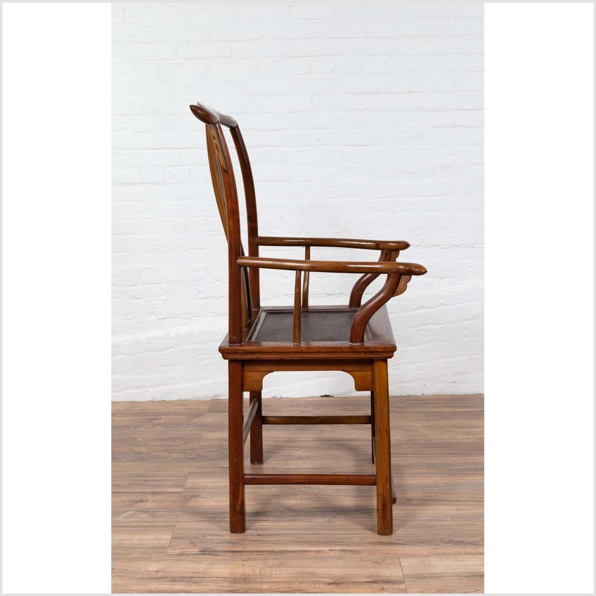 Chinese Antique Ming Dynasty Style Scholar's Lamp-Hanger Chair with Rattan Inset-15. Asian & Chinese Furniture, Art, Antiques, Vintage Home Décor for sale at FEA Home