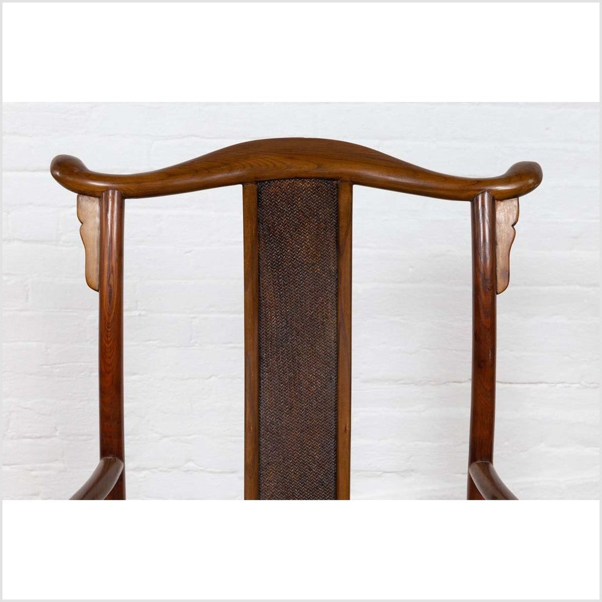 Chinese Antique Ming Dynasty Style Scholar's Lamp-Hanger Chair with Rattan Inset-6. Asian & Chinese Furniture, Art, Antiques, Vintage Home Décor for sale at FEA Home