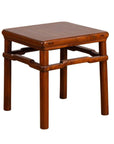 Brown wood Ming style antique side table with humpback stretcher, early 20th century.
