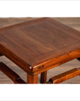 Chinese Antique Ming Style Side Table with Humpback Stretcher and Brown Patina-5. Asian & Chinese Furniture, Art, Antiques, Vintage Home Décor for sale at FEA Home