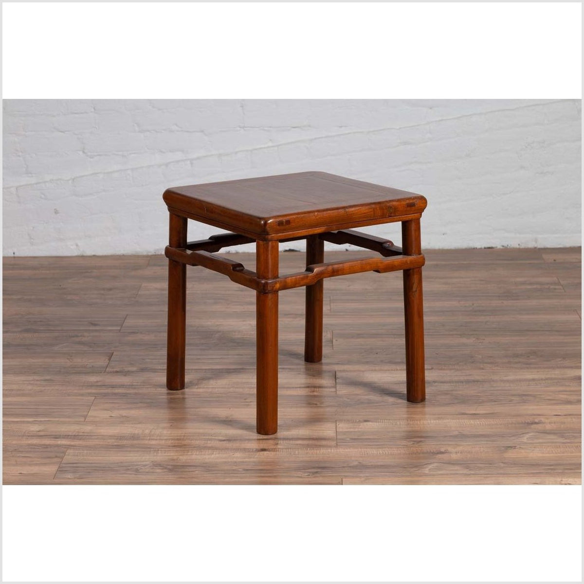 Chinese Antique Ming Style Side Table with Humpback Stretcher and Brown Patina-7. Asian & Chinese Furniture, Art, Antiques, Vintage Home Décor for sale at FEA Home
