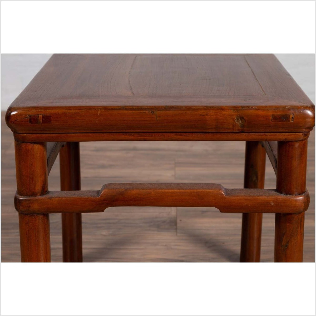 Chinese Antique Ming Style Side Table with Humpback Stretcher and Brown Patina-10. Asian & Chinese Furniture, Art, Antiques, Vintage Home Décor for sale at FEA Home