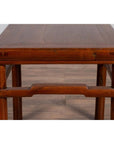 Chinese Antique Ming Style Side Table with Humpback Stretcher and Brown Patina-10. Asian & Chinese Furniture, Art, Antiques, Vintage Home Décor for sale at FEA Home