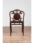 Chinese Antique Rosewood Side Chair with Open Fretwork and Marble Medallion-12. Asian & Chinese Furniture, Art, Antiques, Vintage Home Décor for sale at FEA Home