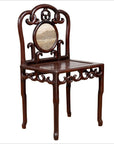 Chinese Antique Rosewood Side Chair with Open Fretwork and Marble Medallion-1. Asian & Chinese Furniture, Art, Antiques, Vintage Home Décor for sale at FEA Home