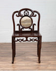 Chinese Antique Rosewood Side Chair with Open Fretwork and Marble Medallion-4. Asian & Chinese Furniture, Art, Antiques, Vintage Home Décor for sale at FEA Home