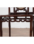 Chinese Antique Rosewood Side Chair with Open Fretwork and Marble Medallion-8. Asian & Chinese Furniture, Art, Antiques, Vintage Home Décor for sale at FEA Home