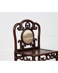 Chinese Antique Rosewood Side Chair with Open Fretwork and Marble Medallion-10. Asian & Chinese Furniture, Art, Antiques, Vintage Home Décor for sale at FEA Home