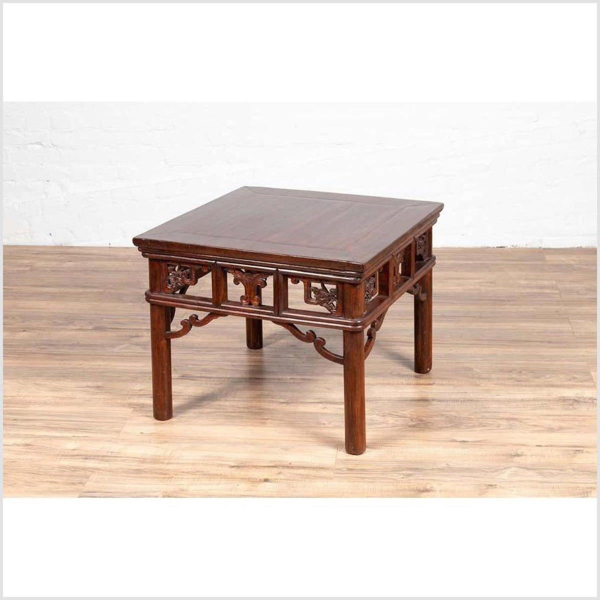 Chinese Antique Side Table with Open Fretwork Design and Dark Wood Patina-12. Asian & Chinese Furniture, Art, Antiques, Vintage Home Décor for sale at FEA Home