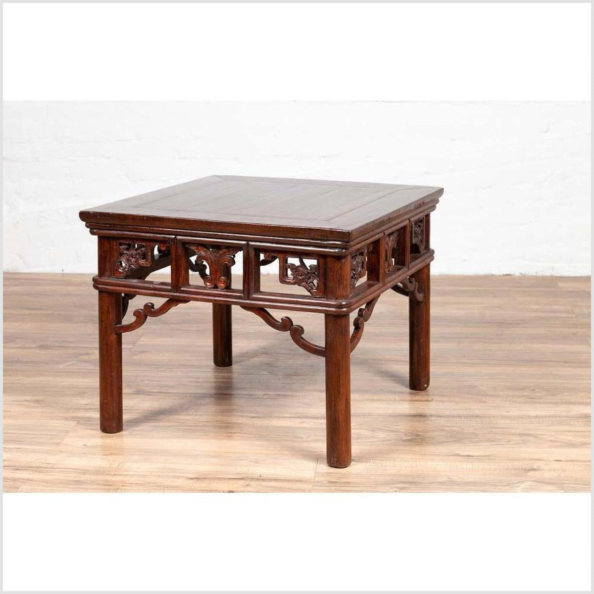 Chinese Antique Side Table with Open Fretwork Design and Dark Wood Patina-13. Asian & Chinese Furniture, Art, Antiques, Vintage Home Décor for sale at FEA Home