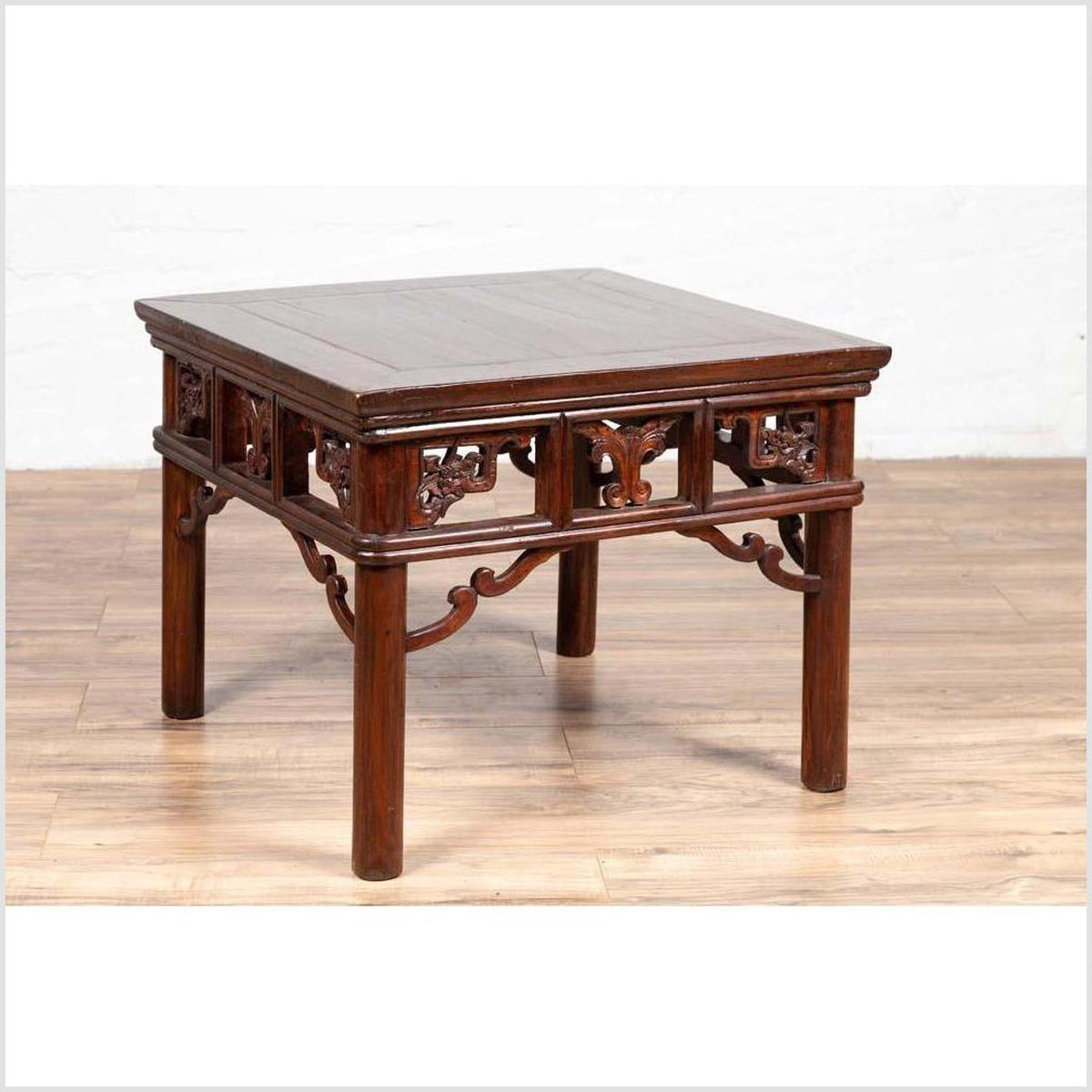 Chinese Antique Side Table with Open Fretwork Design and Dark Wood Patina-14. Asian & Chinese Furniture, Art, Antiques, Vintage Home Décor for sale at FEA Home