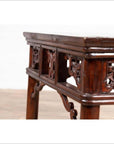 Chinese Antique Side Table with Open Fretwork Design and Dark Wood Patina-16. Asian & Chinese Furniture, Art, Antiques, Vintage Home Décor for sale at FEA Home