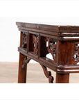 Chinese Antique Side Table with Open Fretwork Design and Dark Wood Patina-16. Asian & Chinese Furniture, Art, Antiques, Vintage Home Décor for sale at FEA Home