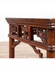 Chinese Antique Side Table with Open Fretwork Design and Dark Wood Patina-18. Asian & Chinese Furniture, Art, Antiques, Vintage Home Décor for sale at FEA Home