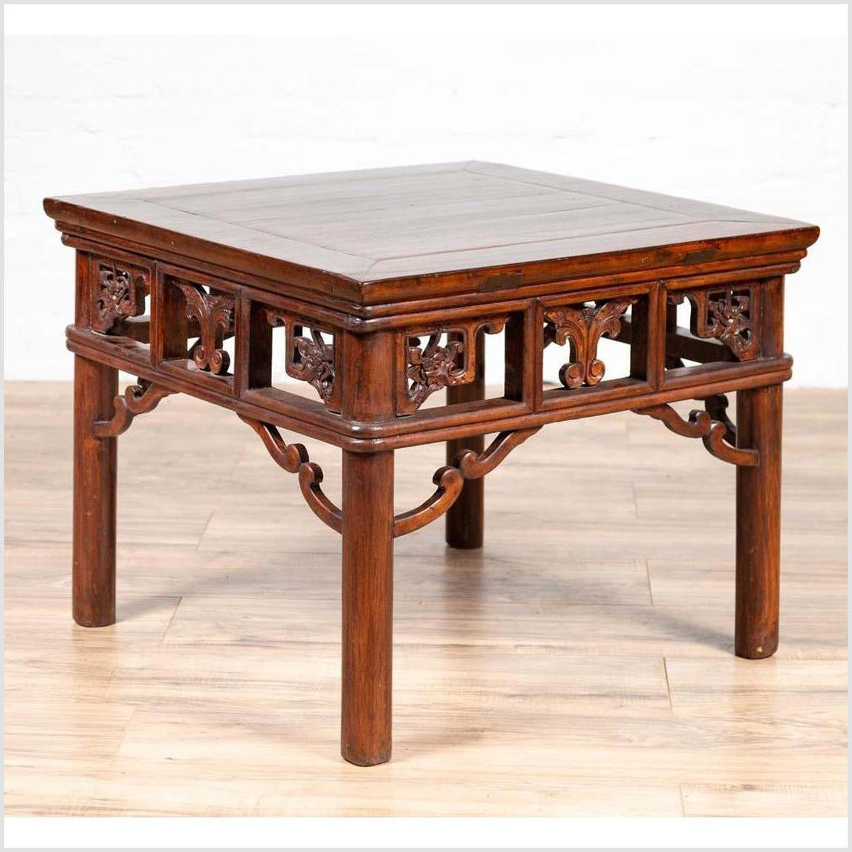 Chinese Antique Side Table with Open Fretwork Design and Dark Wood Patina-19. Asian & Chinese Furniture, Art, Antiques, Vintage Home Décor for sale at FEA Home