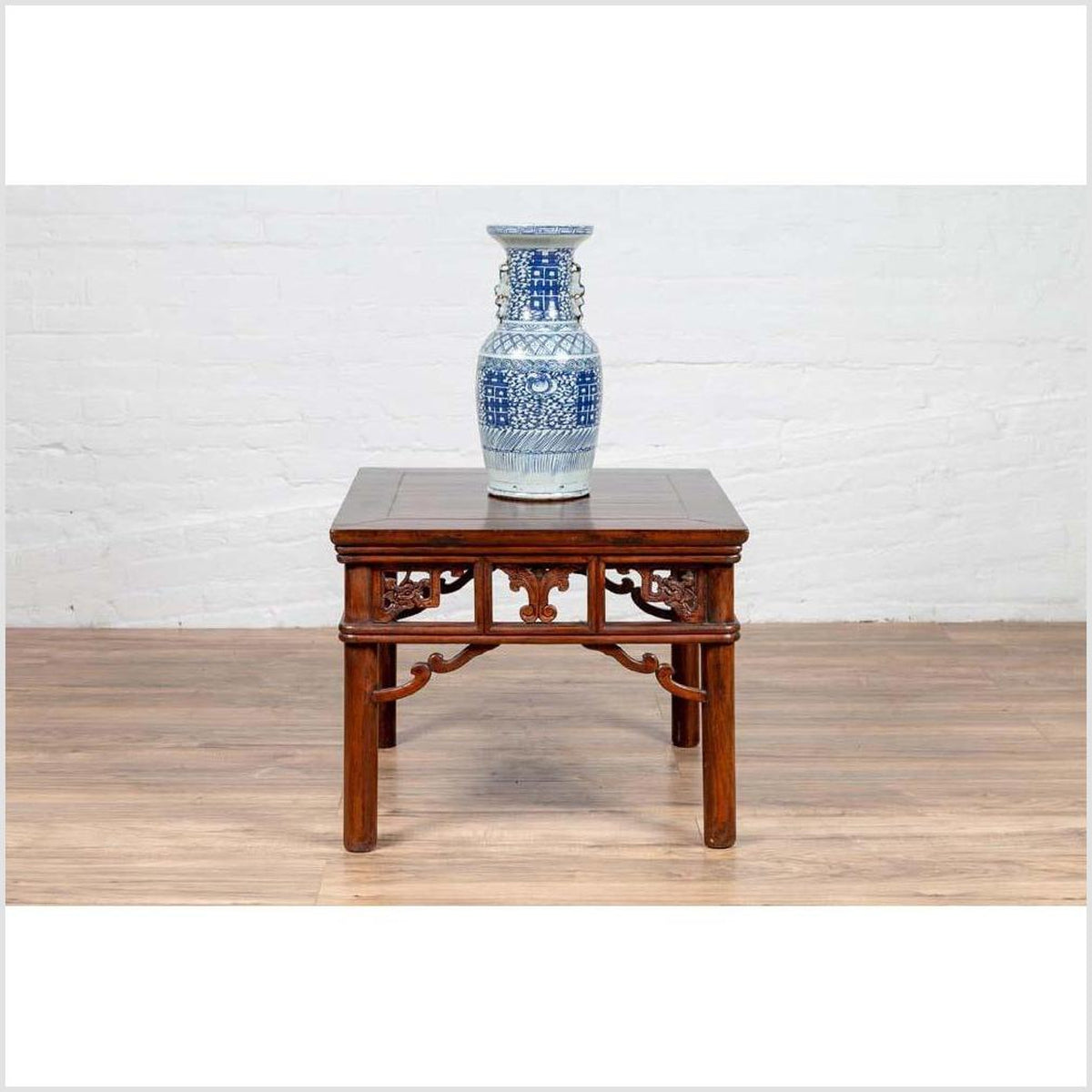 Chinese Antique Side Table with Open Fretwork Design and Dark Wood Patina-3. Asian & Chinese Furniture, Art, Antiques, Vintage Home Décor for sale at FEA Home