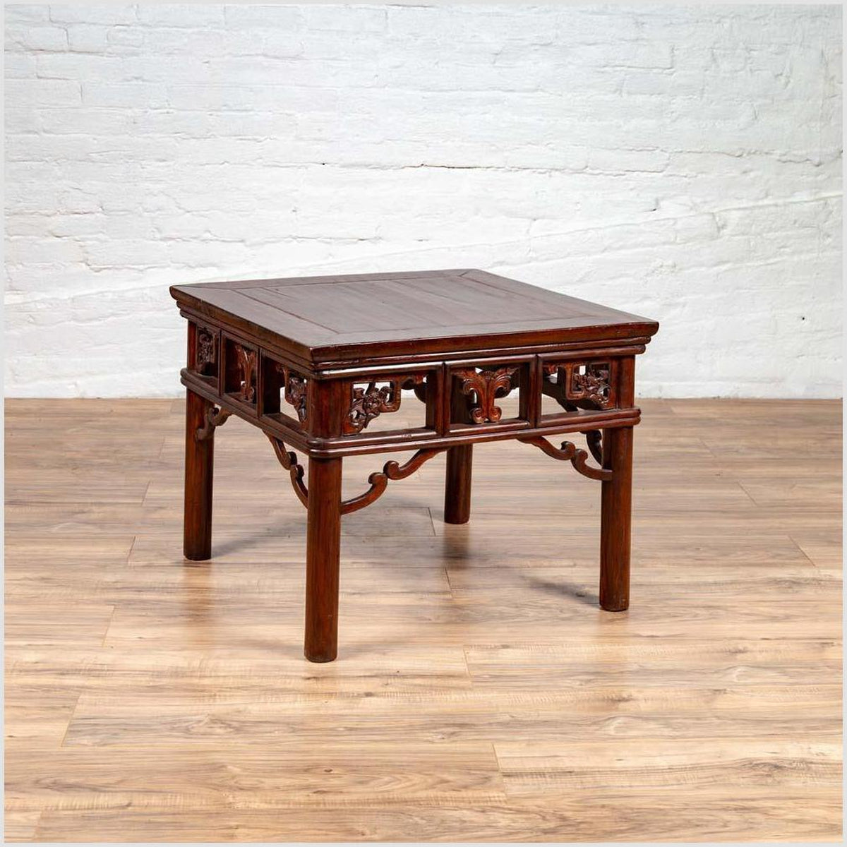 Chinese Antique Side Table with Open Fretwork Design and Dark Wood Patina-5. Asian & Chinese Furniture, Art, Antiques, Vintage Home Décor for sale at FEA Home