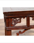 Chinese Antique Side Table with Open Fretwork Design and Dark Wood Patina-8. Asian & Chinese Furniture, Art, Antiques, Vintage Home Décor for sale at FEA Home