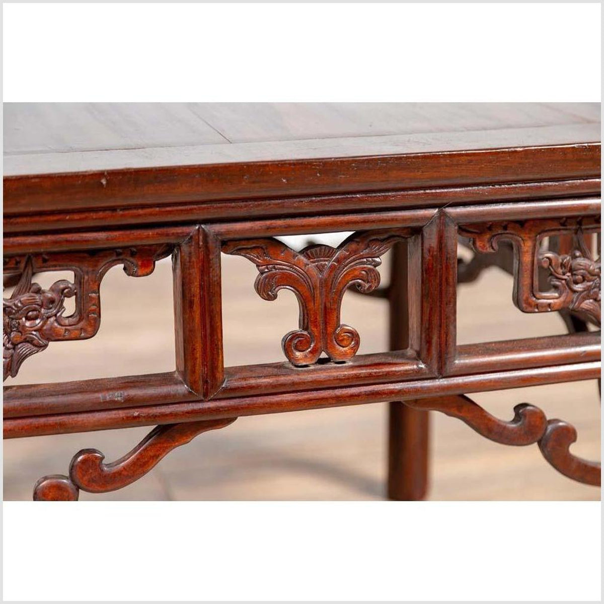 Chinese Antique Side Table with Open Fretwork Design and Dark Wood Patina-9. Asian & Chinese Furniture, Art, Antiques, Vintage Home Décor for sale at FEA Home
