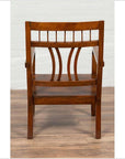 Chinese Art Deco Style 1950s Elmwood Armchair with Pierced Back and Curving Arms-12. Asian & Chinese Furniture, Art, Antiques, Vintage Home Décor for sale at FEA Home