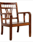 Chinese Art Deco Style 1950s Elmwood Armchair with Pierced Back and Curving Arms-1. Asian & Chinese Furniture, Art, Antiques, Vintage Home Décor for sale at FEA Home