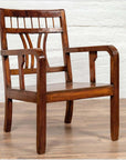 Chinese Art Deco Style 1950s Elmwood Armchair with Pierced Back and Curving Arms-5. Asian & Chinese Furniture, Art, Antiques, Vintage Home Décor for sale at FEA Home