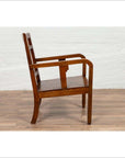 Chinese Art Deco Style 1950s Elmwood Armchair with Pierced Back and Curving Arms-8. Asian & Chinese Furniture, Art, Antiques, Vintage Home Décor for sale at FEA Home