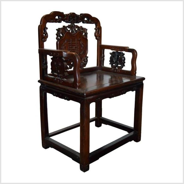 Chinese Carved Rosewood Chair-8. Asian & Chinese Furniture, Art, Antiques, Vintage Home Décor for sale at FEA Home
