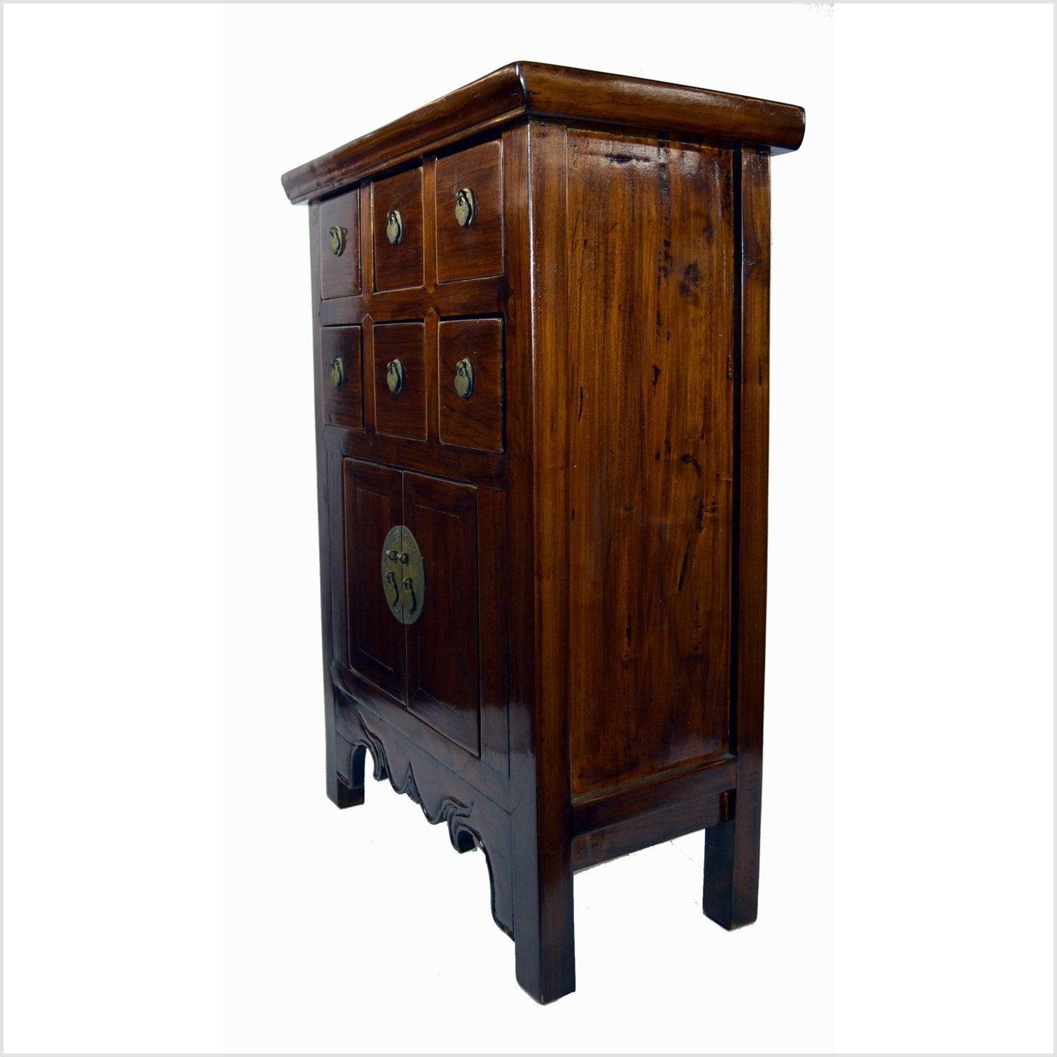 Chinese Elm Wood Apothecary Cabinet-4. Asian & Chinese Furniture, Art, Antiques, Vintage Home Décor for sale at FEA Home