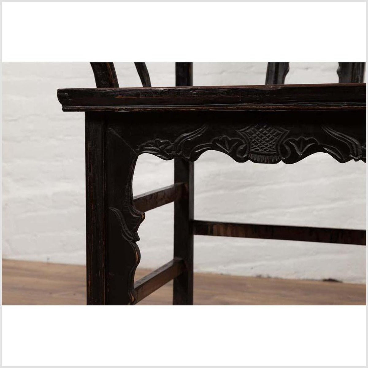Chinese Elmwood Dark Patina Dengguayi Scholar's Lamp Armchair with Pierced Splat-17. Asian & Chinese Furniture, Art, Antiques, Vintage Home Décor for sale at FEA Home