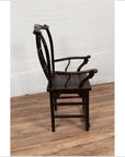 Chinese Elmwood Dark Patina Dengguayi Scholar's Lamp Armchair with Pierced Splat-18. Asian & Chinese Furniture, Art, Antiques, Vintage Home Décor for sale at FEA Home